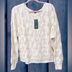 Wild fable Ladies plus size solid ivory cropped open knit sweater $28 new